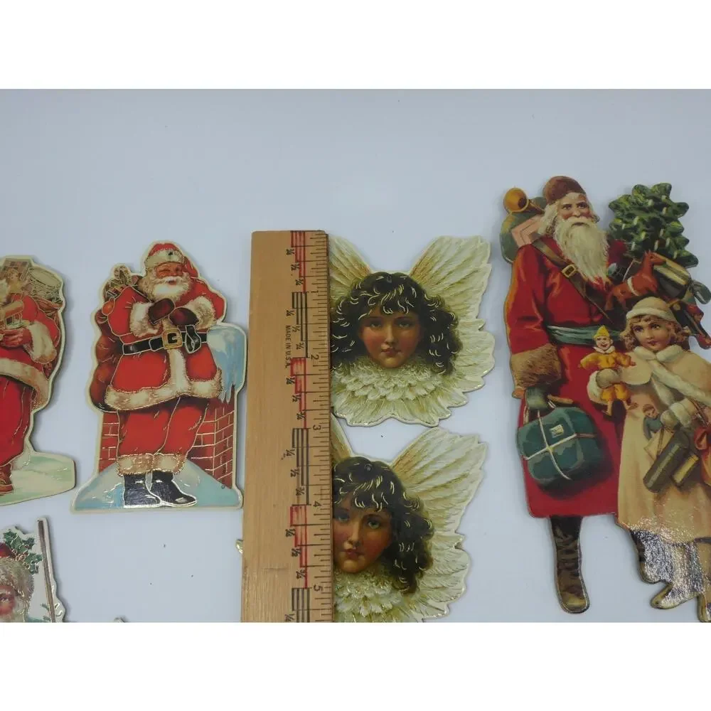 VTG Christmas Merrimack Die Cut Ornaments Victorian Style Lot of 14 Angel Santa